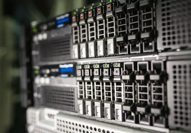 Enterprise server rack in a modern data centre