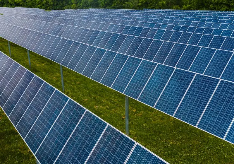 Solar panels at a modern power station