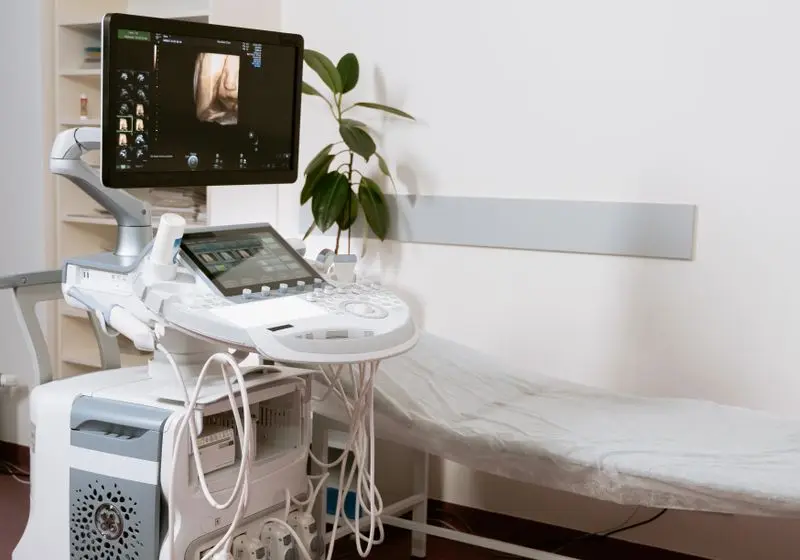Clinician using a computer in a hospital